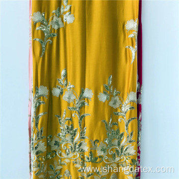 Rayon Satin Plain Dyed With Spangle Embroidery